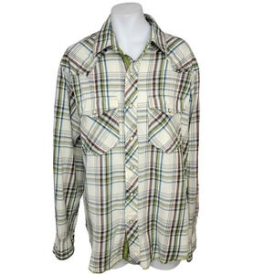 Ariat  Women's Plaid Western Fringe Snap Button Down Top Size Medium